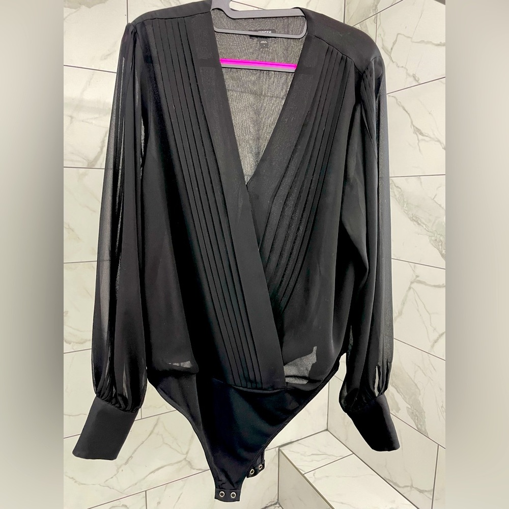 EXPRESS Black mesh thong bodysuit